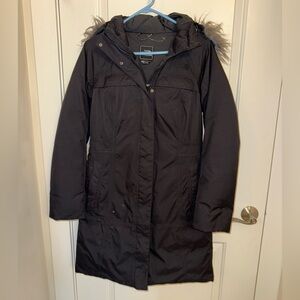 The North Face Arctic Parka Goose Down Hyvent Fur Hood Black Coat Womens Small